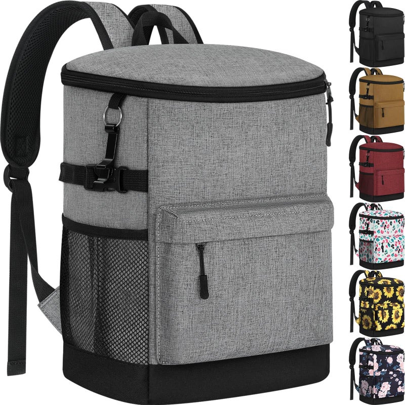 Tenot Cooler Backpack 33 Cans Backpack Coolers Insulated Leak Proof Soft Beach Cooler Bag for Men Women Ice Chest Backpack Camping Hiking Picnic Travel Cooler Lunch Backpack Light Grey - Image 2