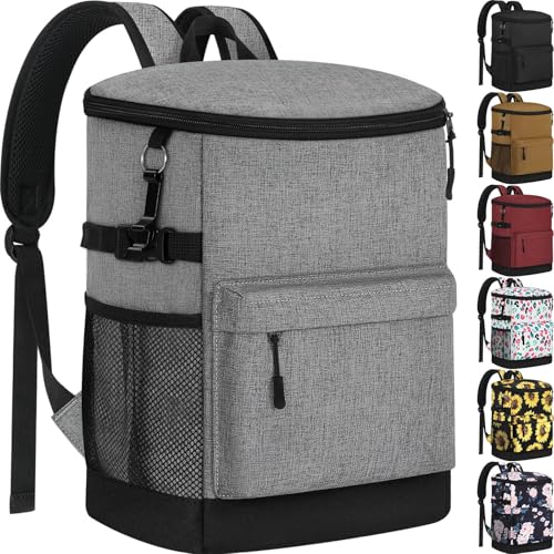 Tenot Cooler Backpack 33 Cans Backpack Coolers Insulated Leak Proof Soft Beach Cooler Bag for Men Women Ice Chest Backpack Camping Hiking Picnic Travel Cooler Lunch Backpack Light Grey - Image 1