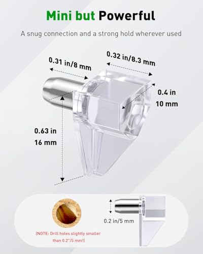 Vibit 28 Pcs Clear Plastic Cabinet Shelf Pegs, 6 mm Self-Locking Shelf Support Pegs Shelf Brackets for 3/4 Inch Thick Shelves, Cabinet Shelf Clips Cabinet Shelf Pins for Wood Shelving - Image 2