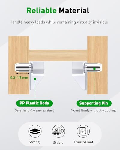 Vibit 28 Pcs Clear Plastic Cabinet Shelf Pegs, 6 mm Self-Locking Shelf Support Pegs Shelf Brackets for 3/4 Inch Thick Shelves, Cabinet Shelf Clips Cabinet Shelf Pins for Wood Shelving - Image 3