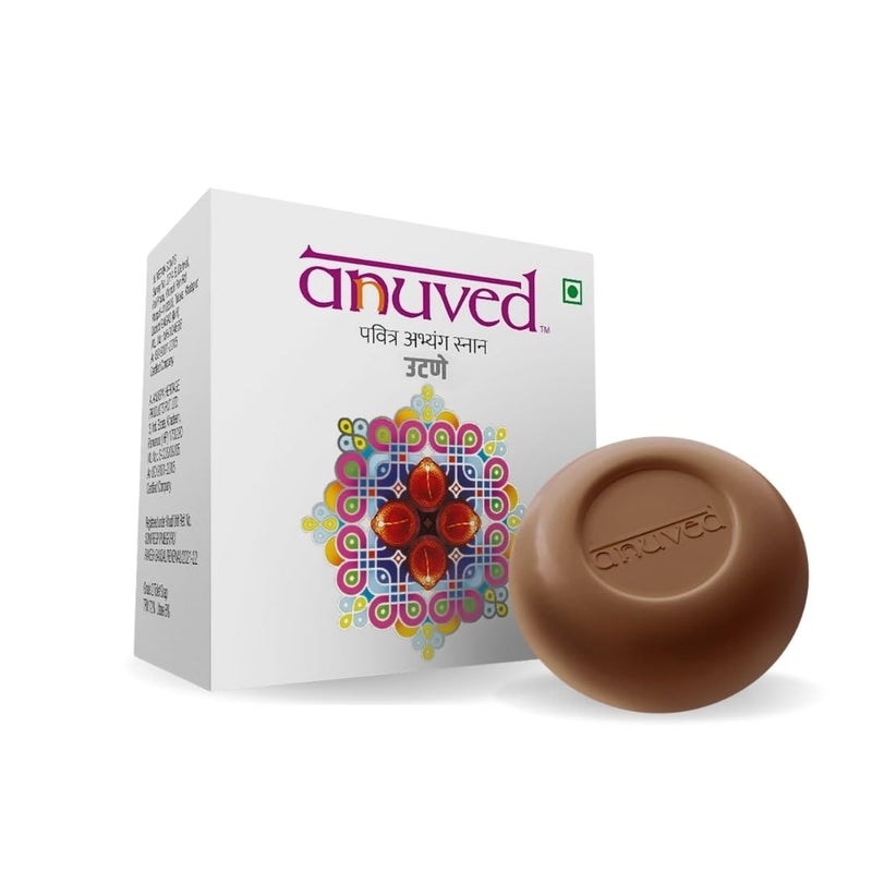 Anuved Utane (Ubtan) Natural Scrub Soap | Pack of 3 | 125g Each | Enriched with 15 Exotic Indian Herbs & Rishikesh Gangajal | Herbal Soap for Face & Bath | Soft & Glowing Skin | Tan Removal Soap - Image 1