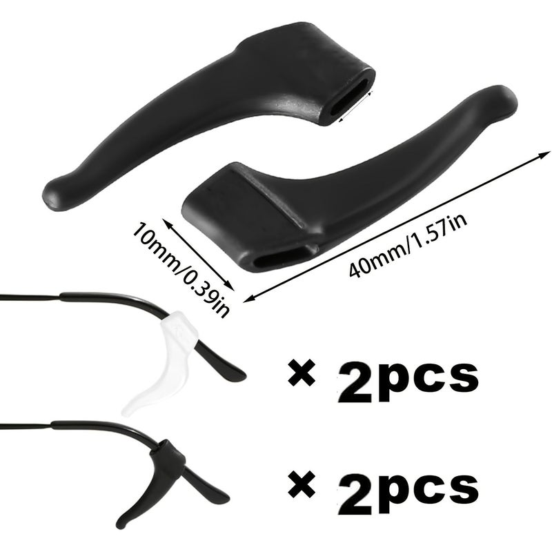 4 Pcs 2 Pairs Anti Slip Eyeglass Arms With Ear Clips For Reading Fashion Glasses Gym Office Use Compatible With Women And Men - Image 3