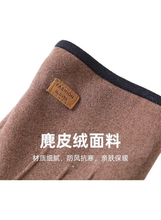 JIUMU Warm Gloves For Men, Autumn And Winter Windproof, Cold-Resistant, Anti-Freeze, Fleece-Lined, For Cycling, Driving, Electric Motorcycle, Bicycle, Touchscreen Gloves - Image 3