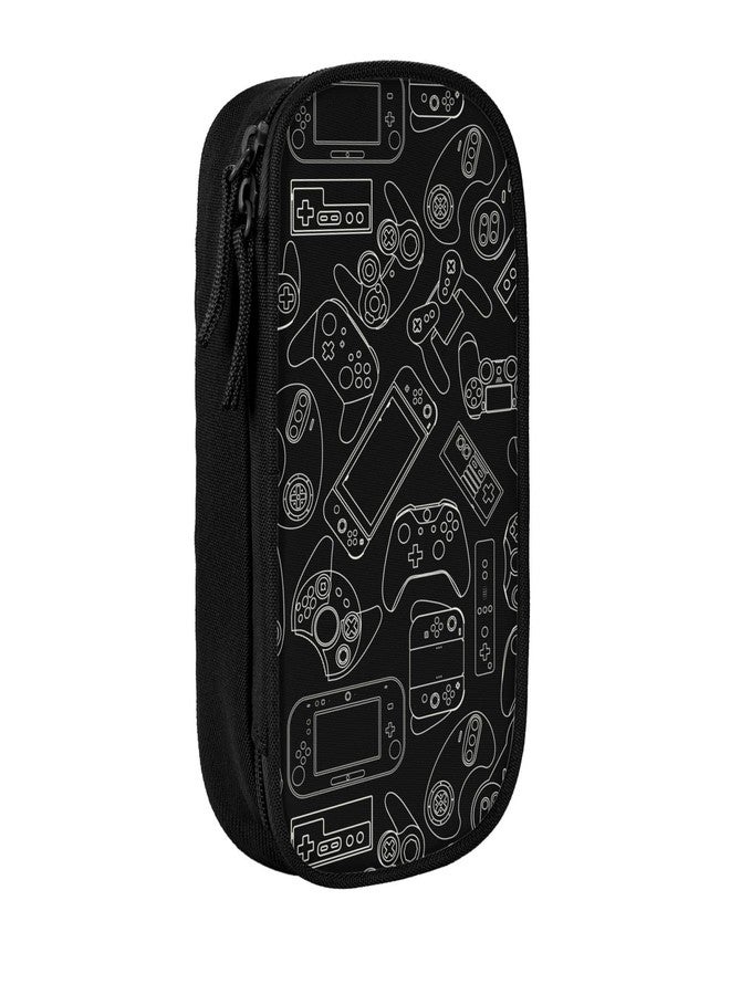 Perinsto Video Game Controller Background Pencil Case Big Capacity Multi Compartment Stationery Box Gaming Gadgets Pencil Pouch Holder Desk Organizer For School Office Home, Black - Image 2