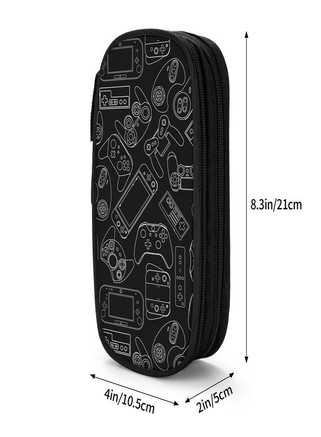 Perinsto Video Game Controller Background Pencil Case Big Capacity Multi Compartment Stationery Box Gaming Gadgets Pencil Pouch Holder Desk Organizer For School Office Home, Black - Image 3