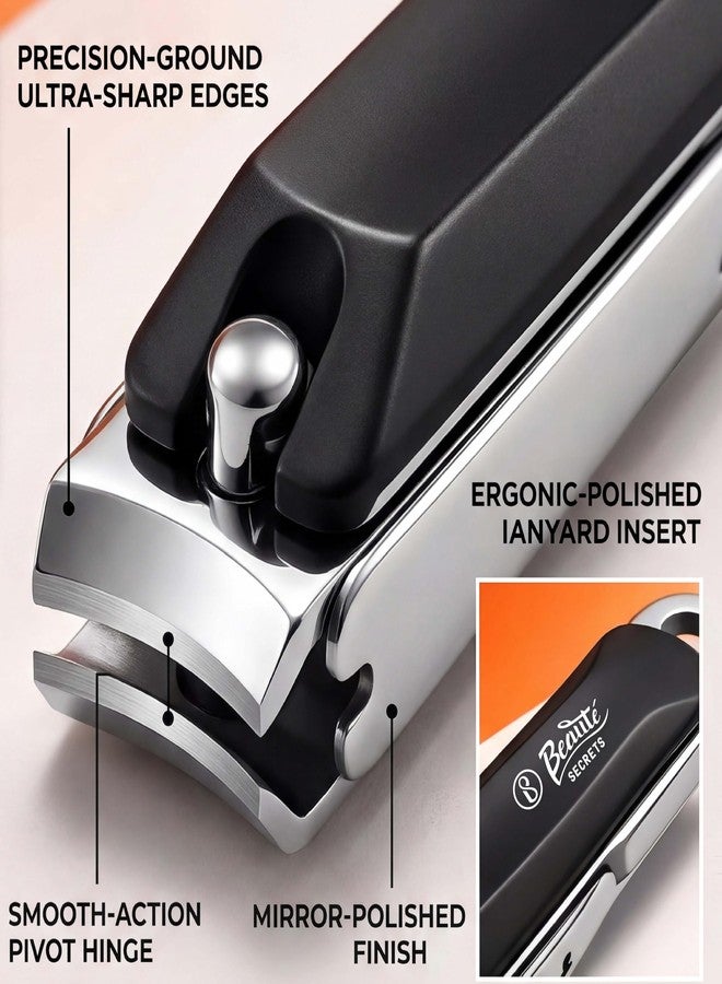 Beauté Secrets Premium Nail Cutter for Men & Women | Stainless Steel Nail Clipper with Magnetic Case | Anti Splash Design | Sharp for Thick Nails, Black - Image 3