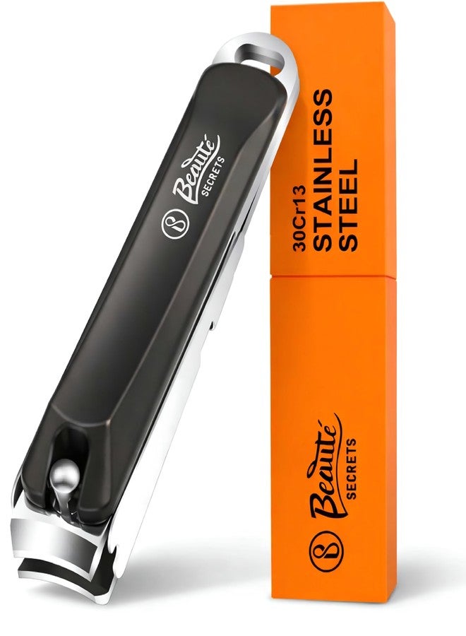 Beauté Secrets Premium Nail Cutter for Men & Women | Stainless Steel Nail Clipper with Magnetic Case | Anti Splash Design | Sharp for Thick Nails, Black - Image 1