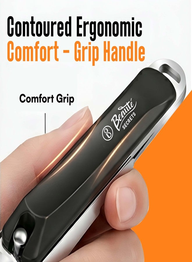 Beauté Secrets Premium Nail Cutter for Men & Women | Stainless Steel Nail Clipper with Magnetic Case | Anti Splash Design | Sharp for Thick Nails, Black - Image 5