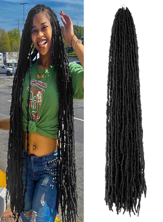 BOHOBABE 36 Inch Light Weight Butterfly Locs Crochet Hair 6 Packs Long Black Distressed Butterfly Faux Locs Crochet Hair, 1# - Image 1