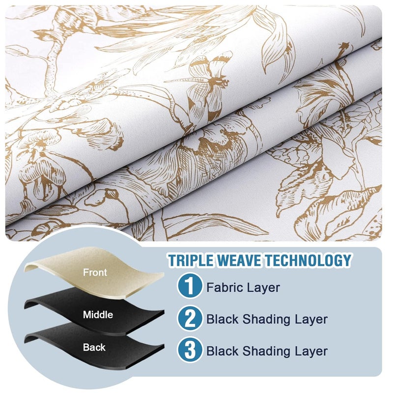 BFAM Floral Print 100% Blackout Curtain with Black Linning at Back, Floral Print Curtains for Living Room/Bedroom Thermal Insulated Energey Saving Blossom Curtain, Pack of 1 Curtain - Image 5