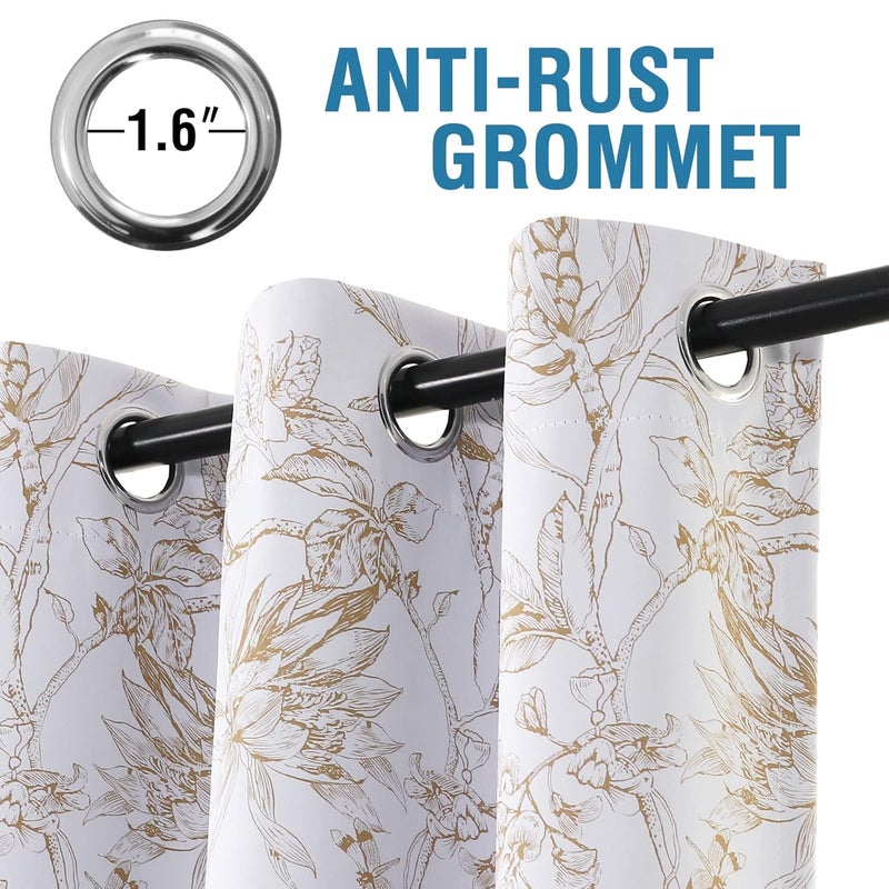 BFAM Floral Print 100% Blackout Curtain with Black Linning at Back, Floral Print Curtains for Living Room/Bedroom Thermal Insulated Energey Saving Blossom Curtain, Pack of 1 Curtain - Image 3