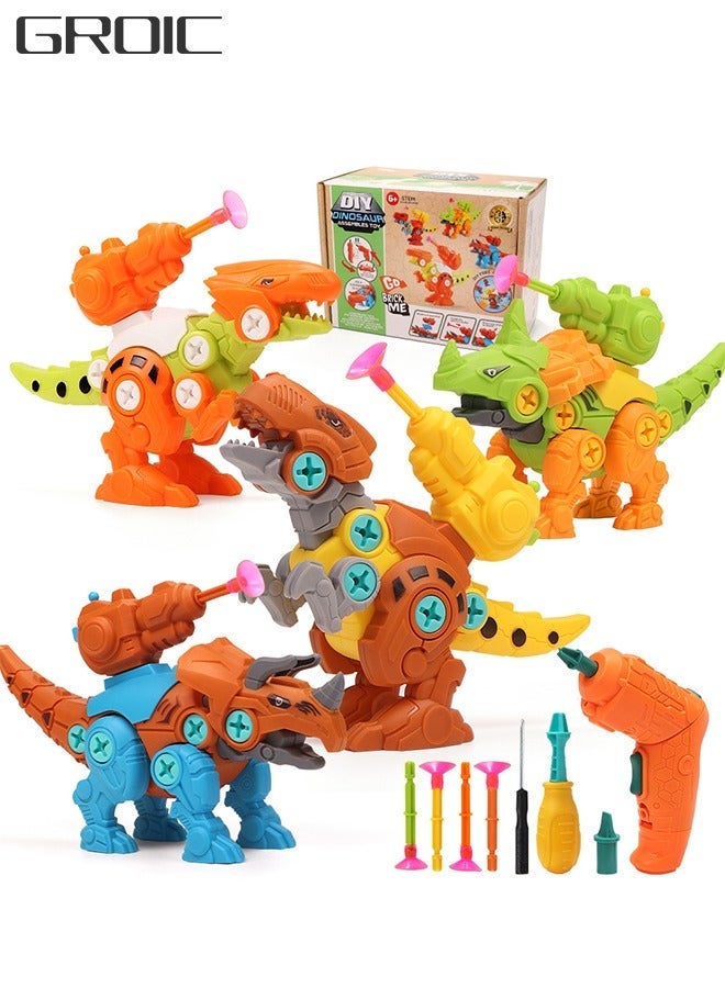 GROIC Take Apart Dinosaur Toys for Kids - Dino Building Toy Set Electric Drill STEM Educational Construction Gifts - Image 1