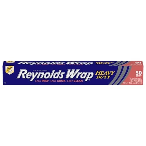 Reynolds Wrap Heavy Duty Aluminum Foil Roll Thick Heavy Duty Foil for Added Strength and Durability Secure Easy Open and Close Tab 12 Inches Wide 50 Sq Ft