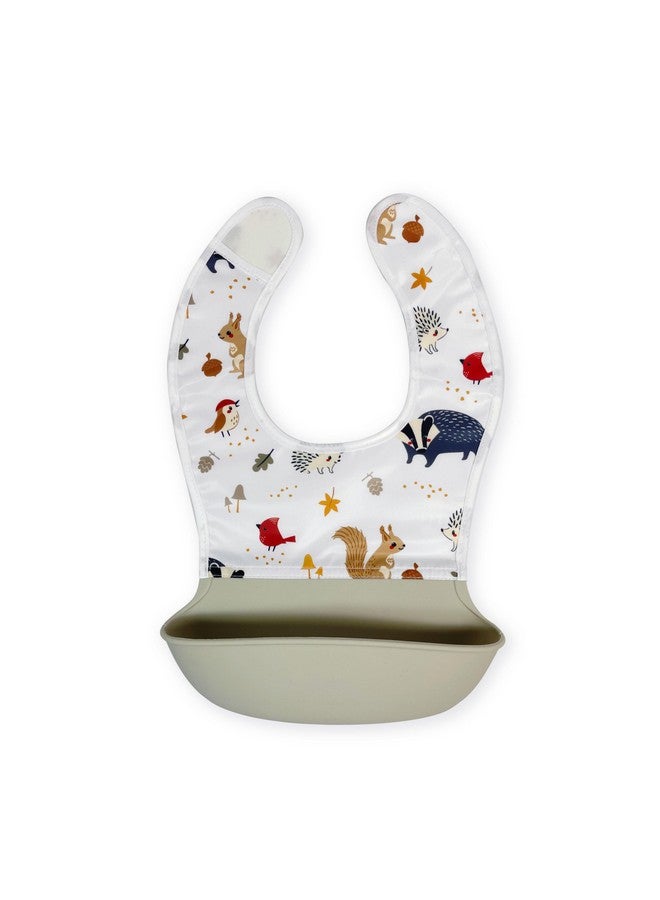 Kushies Silisoft Bib, Waterproof Top with Soft Silicone catch all pocket for Babies and Toddlers (Garden Friends)