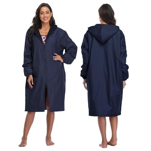 Adoretex Unisex Waterproof Swim Parka, Quick-dry Warm Coat Water Sports Jacket for Adults & Kids-PK005-Navy/Black-YL - Image 2