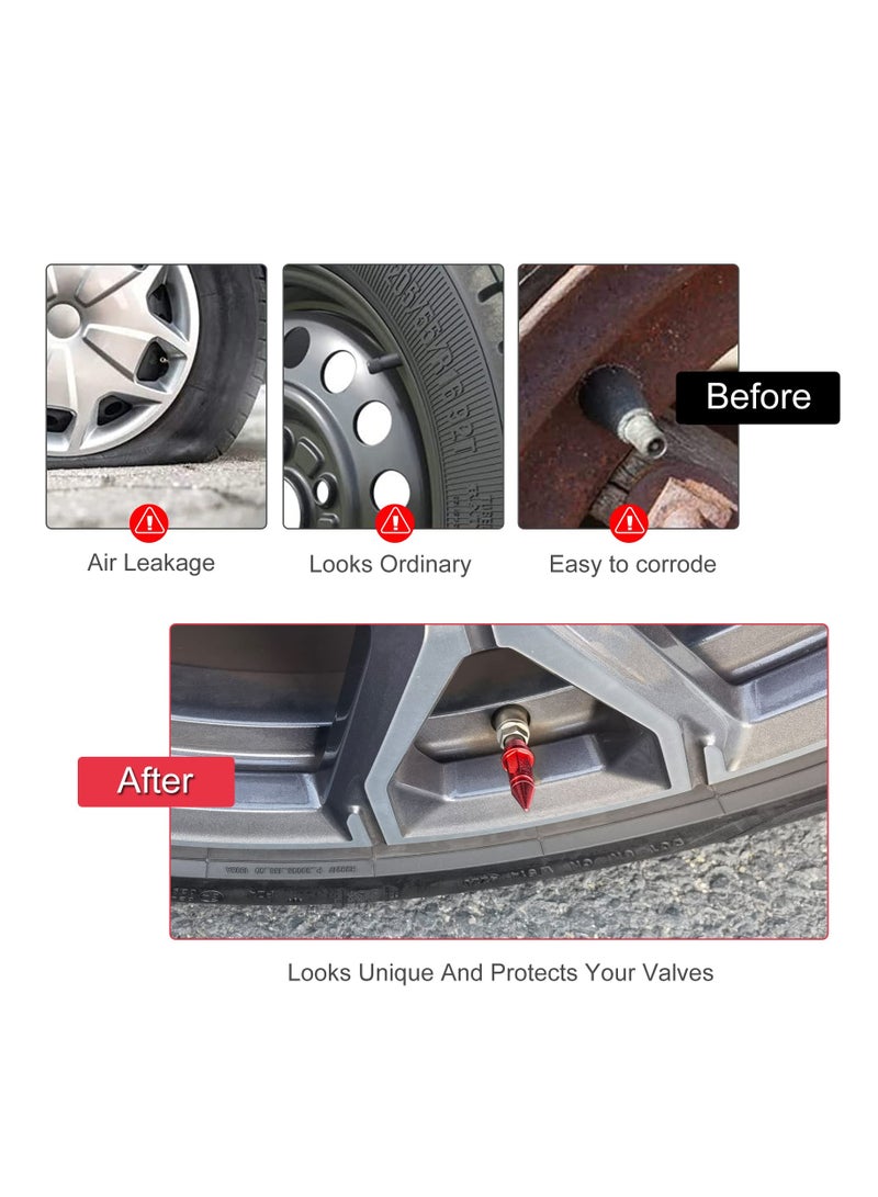 SOLARAE 8 Pcs Long Impale Spiked Valve Caps 45 mm Tire Valve Stem Caps, Red Spike Air Caps Aluminum Alloy Cool Tire Valve Caps for Cars,SUVs,Trucks Bicycles and Motorcycles - Image 4