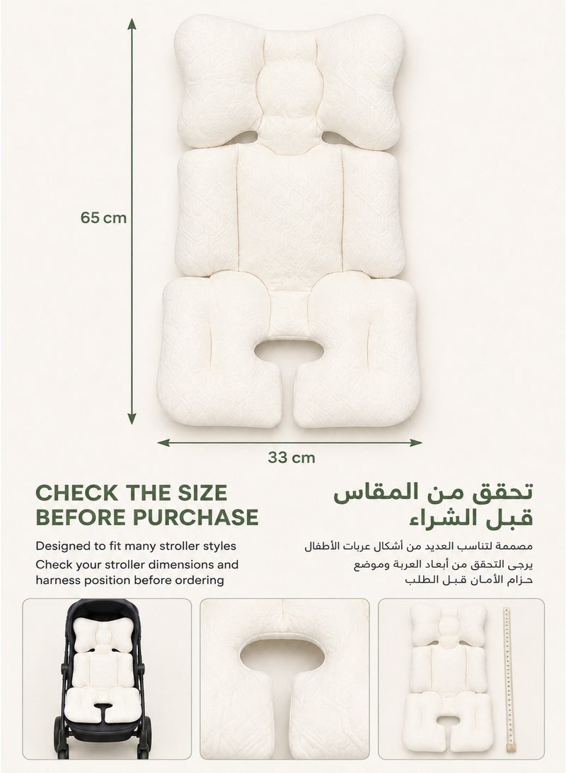 SQ Kids وسادة مقعد عربة الأطفال العالمية من SQ Kids - إصدار Waffle White، بطانة مبطنة قابلة للتنفس للرضع، راحة ممتازة لكامل الجسم، لجميع المواسم - Image 5