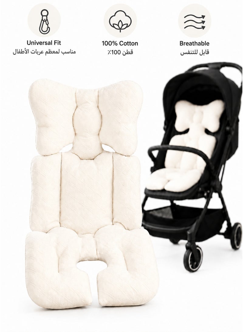 SQ Kids وسادة مقعد عربة الأطفال العالمية من SQ Kids - إصدار Waffle White، بطانة مبطنة قابلة للتنفس للرضع، راحة ممتازة لكامل الجسم، لجميع المواسم - Image 1
