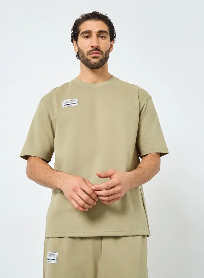 Styli Styli Badge Oversized T-Shirt and Elasticated Joggers Co-Ords