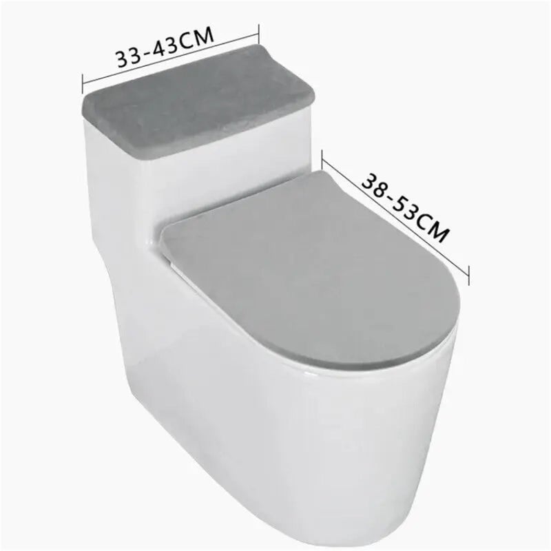 Velvet Stretch Toilet Seat Cover And Tank Set Soft Winter Pad Color B - Image 3