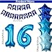 DUFACAI 16th Birthday Decorations for Boys Blue 16th Sixteen Happy Birthday Banner Supplies Number 16 Balloons Fringe Curtain 16 Years Old Bday Party Supplies Kit for Him Her Girls Blue - Image 4