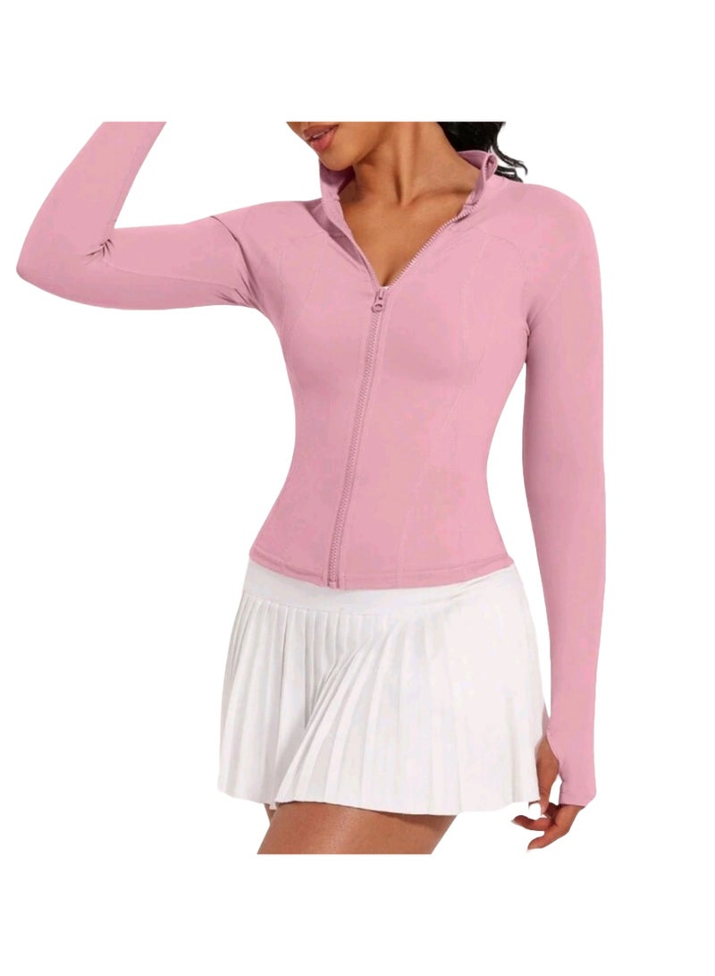 Sweet Cathy Sports Crop Top Long Sleeve Workout Jacket Sports Tee Yoga Top Slim Fit Quick Dry Athletic Fitness Sportswear for Women - Image 3