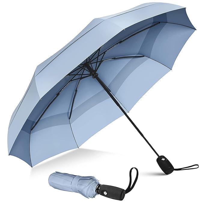 NOJTI Umbrella for Women | Umbrellas for Men | UV Coated 3 Fold Umbrella for Rain with Auto Open and Close Small Folding Travel(Skyblue) - Image 1