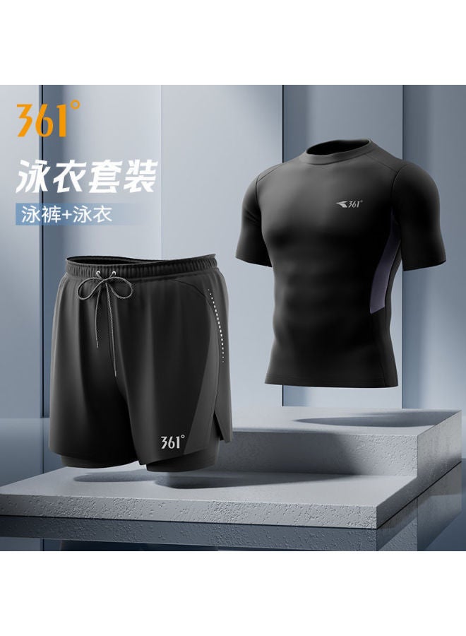361 ° Swimming Trunks Men's Swimming Trunks Swimming Cap Swimming Goggles Three-piece Anti-embarrassment Beach Trunks Youth Swimming Equipment