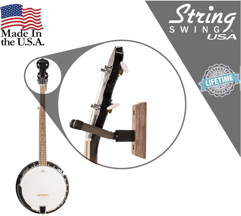 String Swing CC01B-BW Banjo Hanger Wooden Wall Holder Black Walnut Hardwood - Image 4