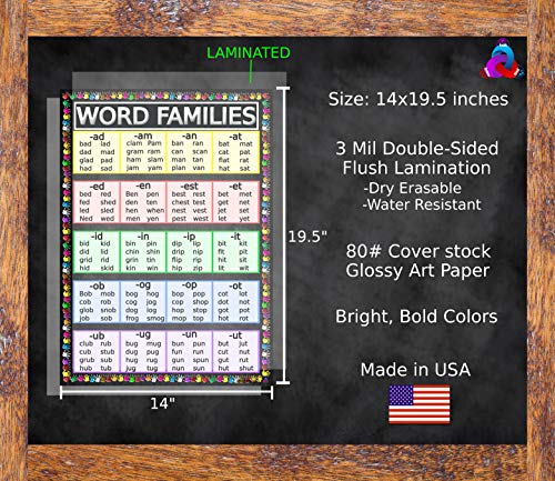3D Learning LLF Sight Words and Word Families Posters - Laminated 14x19.5 - Educational Charts, Classroom Decorations, Back to School Supplies, Learning Posters for Preschool and Kindergarten, Homeschool Decor - Image 3
