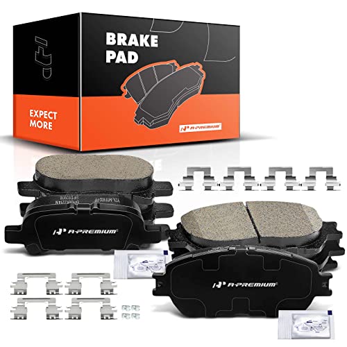 A-Premium Front and Rear Ceramic Disc Brake Pads Set Compatible with Select Toyota Models - Camry 2005-2006, Solara 2004-2008, Avalon 2005-2007, with Hardware, 8 Pcs - Image 1