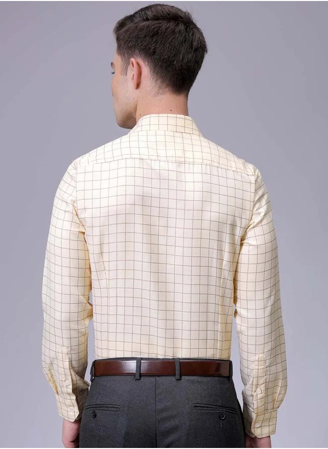 The Indian Garage Co Men Slim Fit Striped Full Sleeves Cutaway Collar Formal Shirt