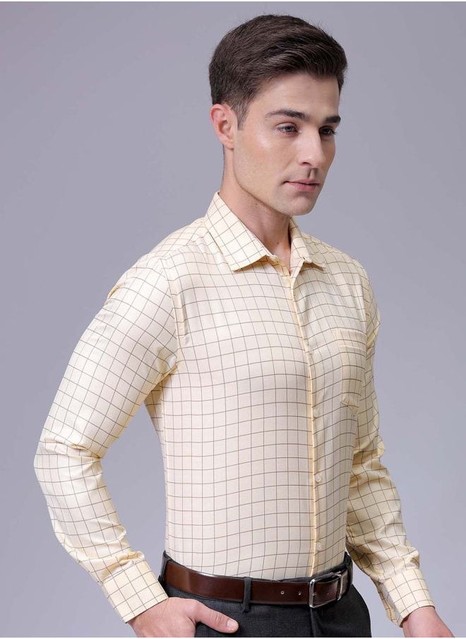 The Indian Garage Co Men Slim Fit Striped Full Sleeves Cutaway Collar Formal Shirt  - Image 4
