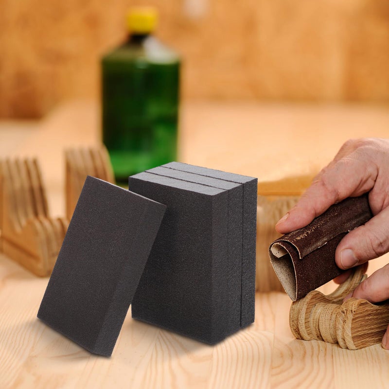 4Pcs Sanding Sponge Blocks Set Assorted Grits 60 80 120 220 For Wood Furniture And Automotive Polishing - Image 5
