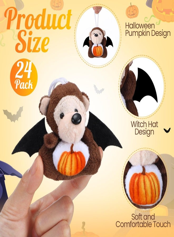 Vinsot 24 Pcs Halloween Stuffed Animal Bulk Small Halloween Plush Toys Plush keychain with Pumpkin Pattern for Trick or Treat Goodie Bag Fillers Halloweens Party Favors Gift 3'' - Image 2