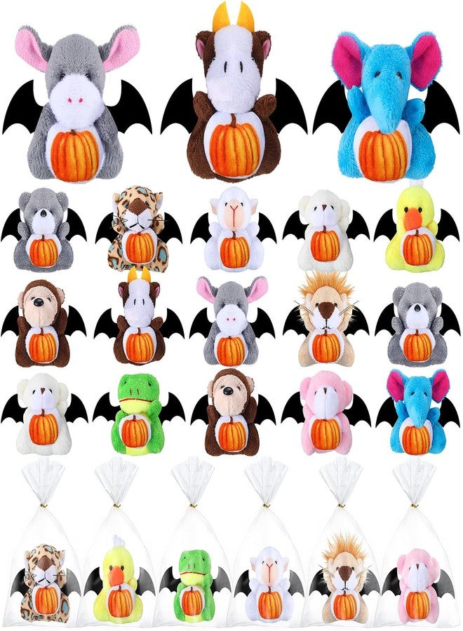 Vinsot 24 Pcs Halloween Stuffed Animal Bulk Small Halloween Plush Toys Plush keychain with Pumpkin Pattern for Trick or Treat Goodie Bag Fillers Halloweens Party Favors Gift 3'' - Image 1