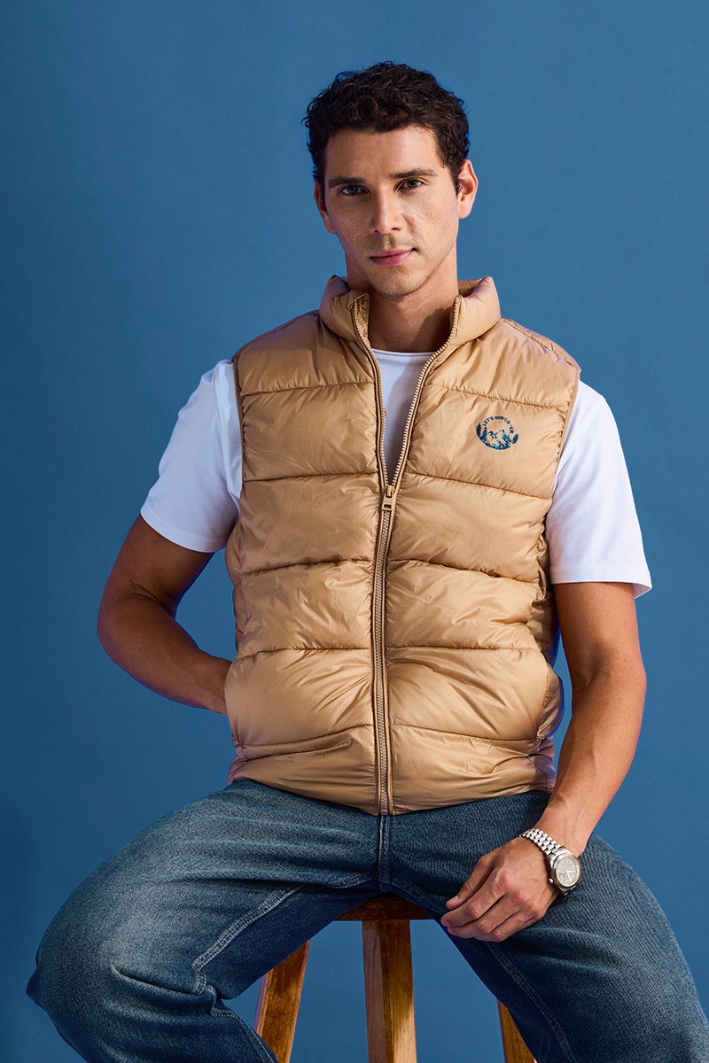 SNITCH Beige Sleeveless Puffer Vest - Image 1