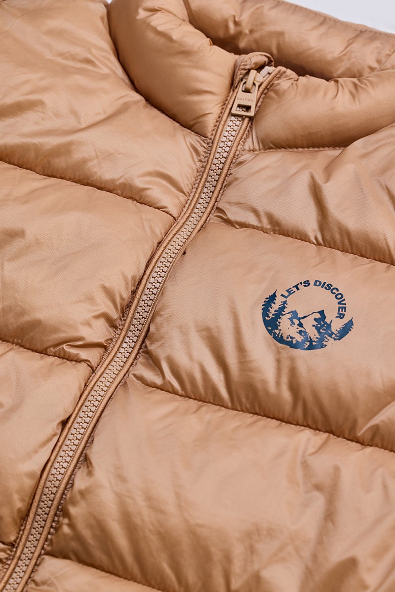 SNITCH Beige Sleeveless Puffer Vest - Image 4