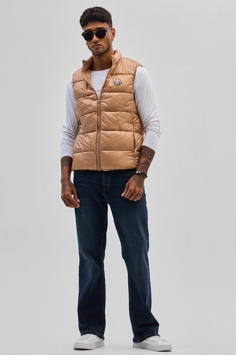 SNITCH Beige Sleeveless Puffer Vest - Image 5