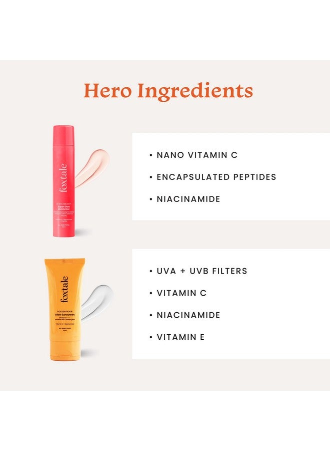 فوكستيل مجموعة Golden Glow Duo لتوهج يدوم طويلاً وعدم تسمير البشرة، مع مرطب Super Glow - 50 مل وواقي شمسي Glow - 50 مل، لجميع أنواع البشرة، للرجال والنساء - Image 3