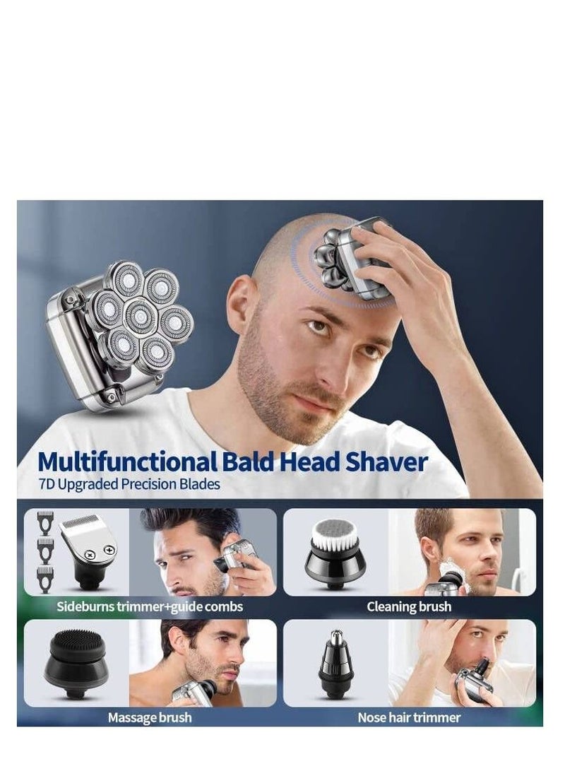 Y&D Bald Head Shavers for Men Waterproof Electric Rechargeable Balding Shaver Professional Anti-Pinch Shave Wet&Dry Rotary Close Razor with Replaceable Grooming Shaving Heads - Image 3