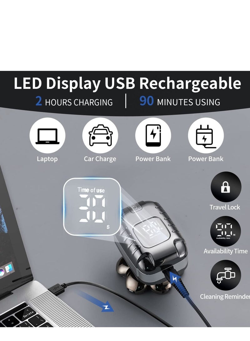 Y&D Bald Head Shavers for Men Waterproof Electric Rechargeable Balding Shaver Professional Anti-Pinch Shave Wet&Dry Rotary Close Razor with Replaceable Grooming Shaving Heads - Image 2