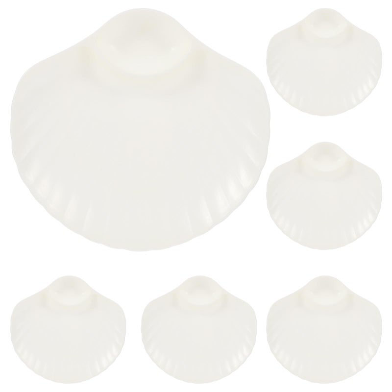 Shell Shaped Dipping Dish Set 6pcs Pearl White Pp Sauce Plates For Sushi Dumplings Snacks - Image 2