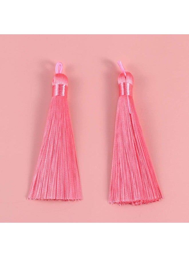 klarako 20pcs Mini Long Tassel Charms Silky Tiny Pendant Tassels DIY Craft Jewelry Making Accessories for Earrings Keychain (Pink) 