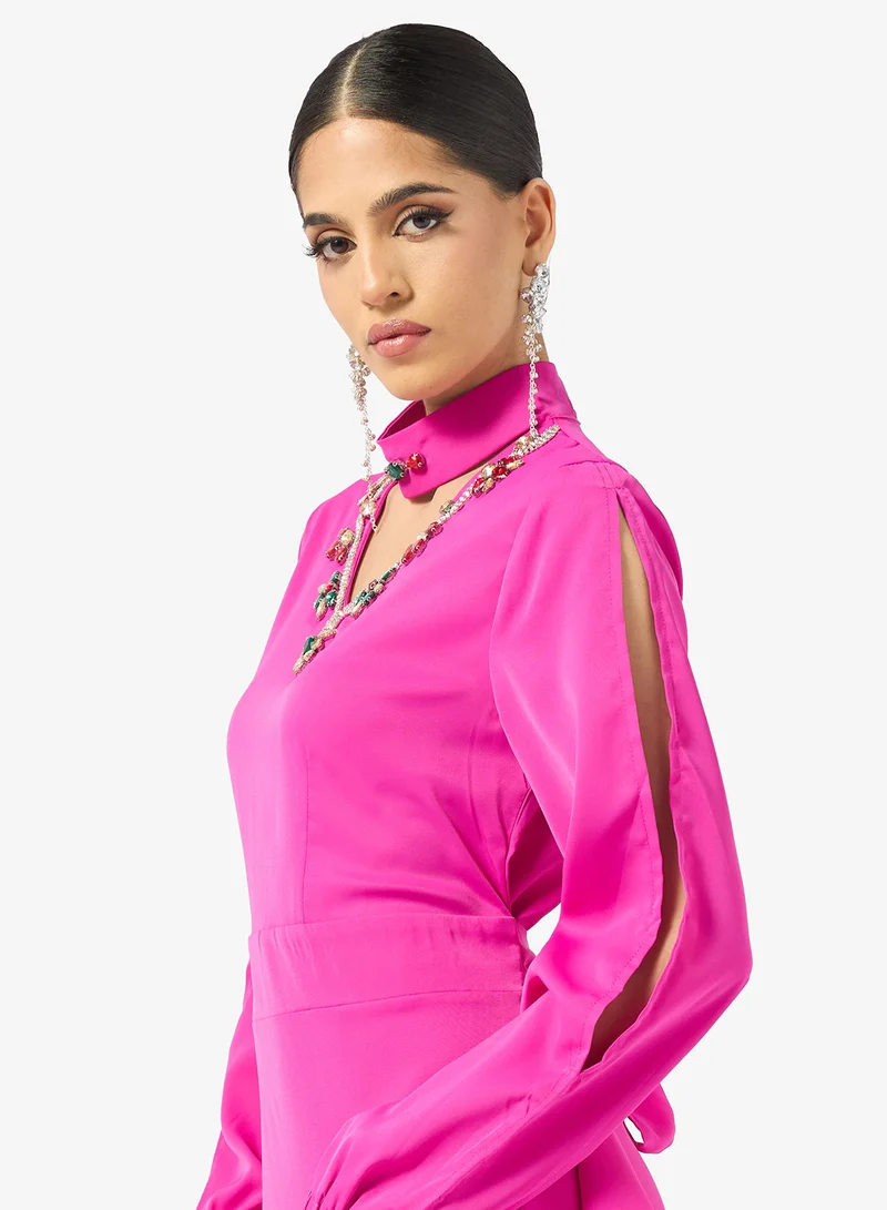 Khizana  Embellished A-line Dress With Asymmetrical Ruffles for Women | Best Price UAE