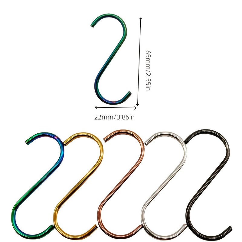 Multi Color 10pcs S Shaped Hooks Heavy Duty Stainless Steel Multi Functional Display Hooks - Image 3