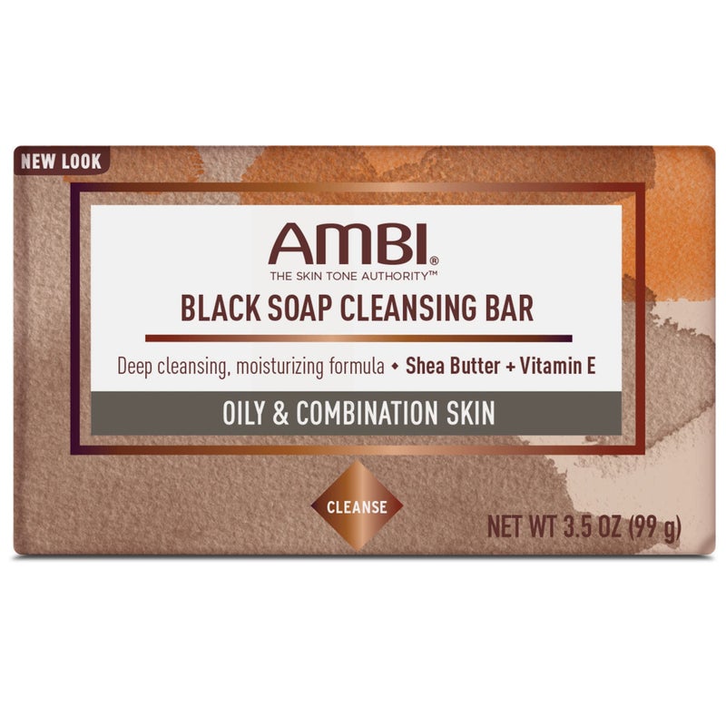 Ambi Black Soap Cleansing Bar, Deep Cleansing, Moisturizing Formula with Shea Butter + Vitamin E for Oily & Combination Skin, 3.5 OZ - 5 Pack - Image 2