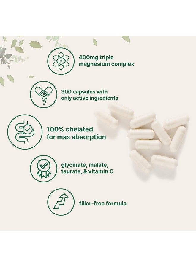 Micro Ingredients Pure Triple Magnesium Complex, 300 Capsules | 400mg of Magnesium Glycinate, Malate, Taurate with Vitamin C | Only Uses Active Ingredients | Filler Free Supplement | 100% Chelated - Image 3