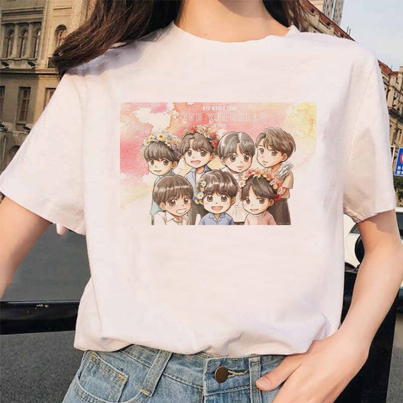 [] Cartoon South Korea Men'S Group Summer Printed Women'S T-Shirt Plus Size Short-Sleeved Shirt Supply - Image 5