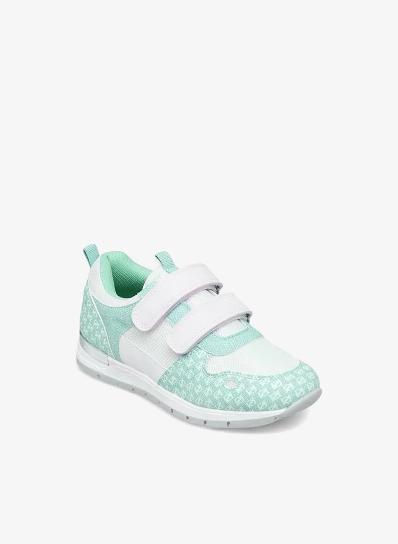 بابريكا Monogram Print Sneakers With Hook And Loop Closure